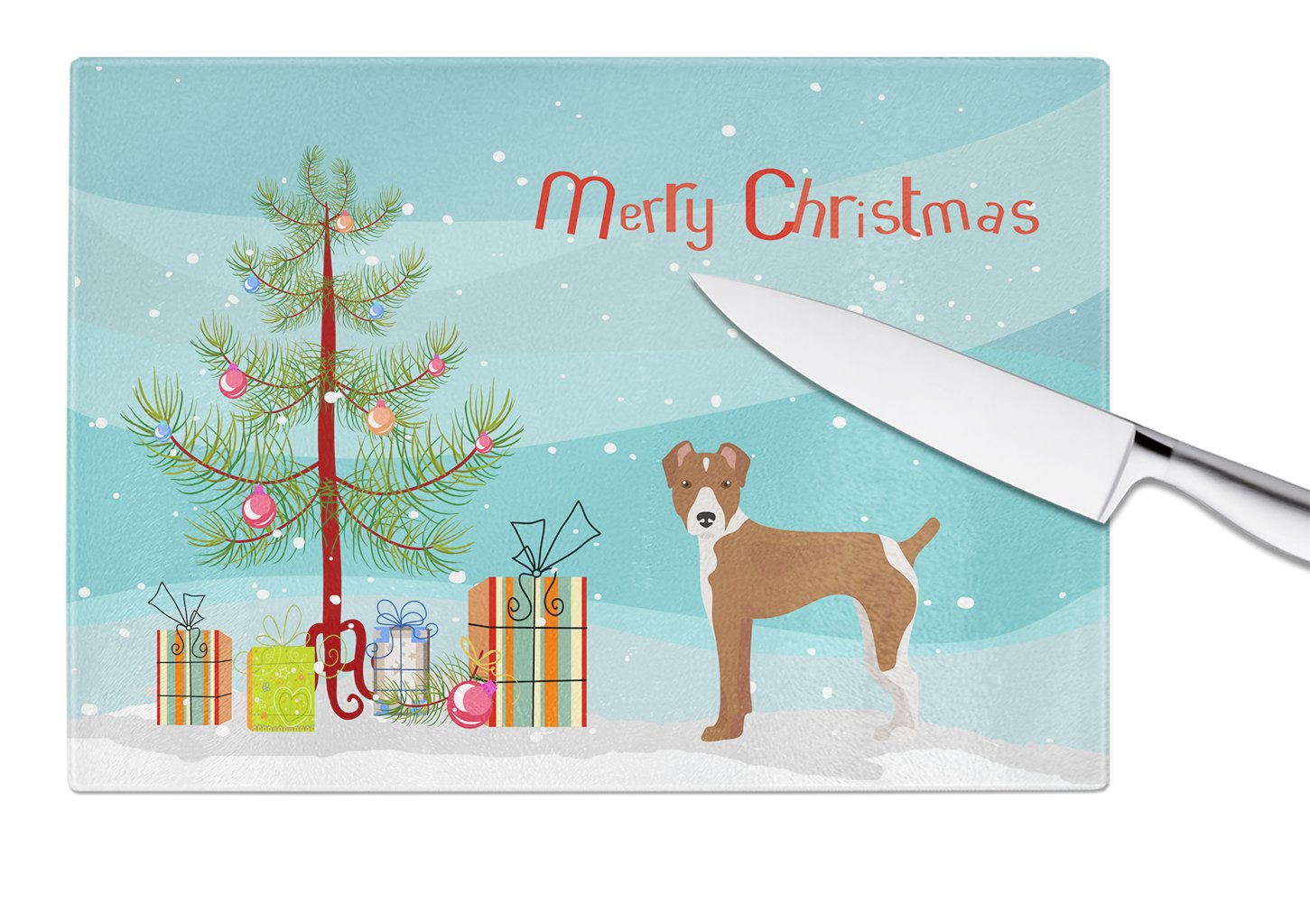 Rat Terrier Christmas Tree Glass Cutting Board Large CK3482LCB by Caroline's Treasures