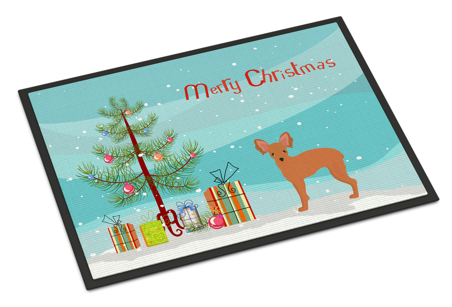 Russkiy Toy or Russian Toy Terrier Christmas Tree Indoor or Outdoor Mat 18x27 CK3484MAT - the-store.com