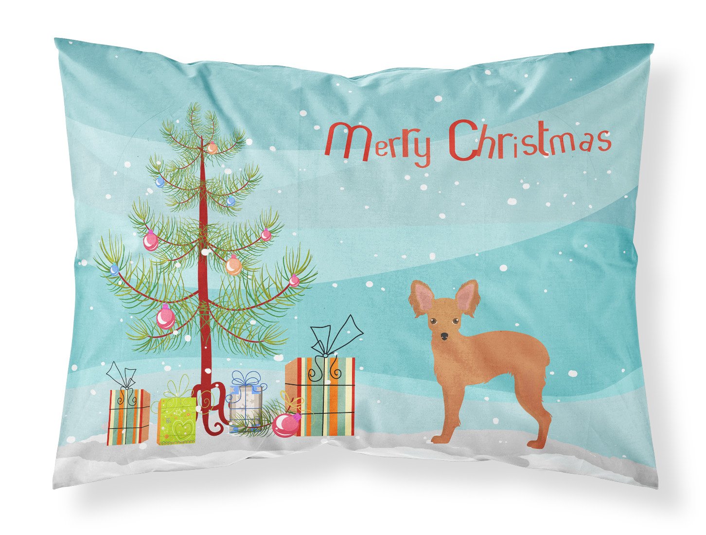 Russkiy Toy or Russian Toy Terrier Christmas Tree Fabric Standard Pillowcase CK3484PILLOWCASE by Caroline's Treasures