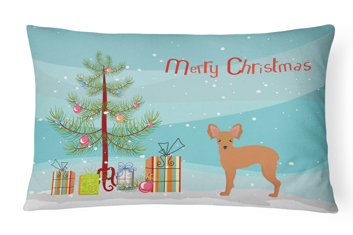 Russkiy Toy or Russian Toy Terrier Christmas Tree Canvas Fabric Decorative Pillow CK3484PW1216 by Caroline's Treasures