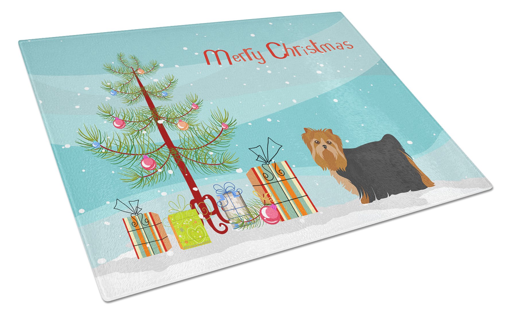 Yorkshire Terrier Christmas Tree Glass Cutting Board Large CK3490LCB by Caroline's Treasures