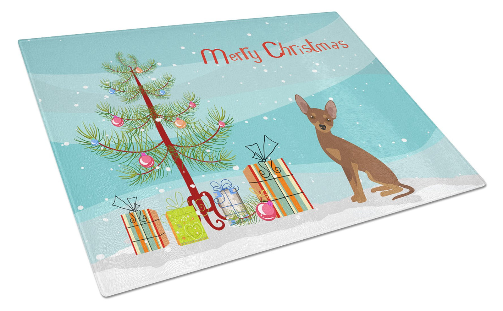 Brown Prague Ratter Christmas Tree Glass Cutting Board Large CK3508LCB by Caroline's Treasures
