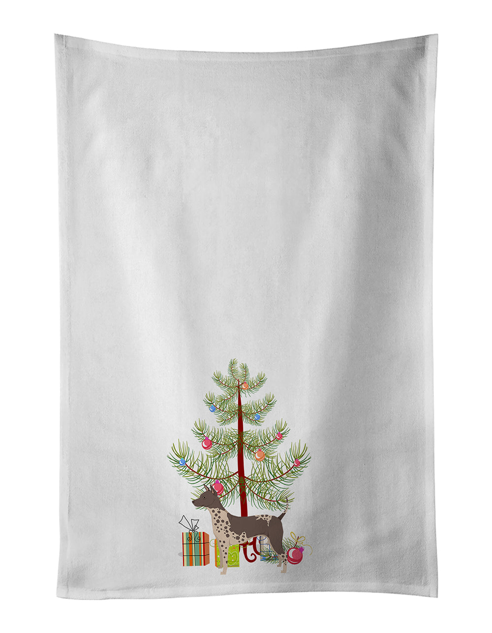 Buy this American Hairless Terrier Christmas Tree White Kitchen Towel Set of 2