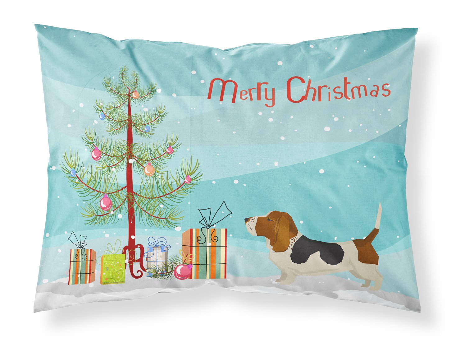 Basset Hound Christmas Tree Fabric Standard Pillowcase CK3518PILLOWCASE by Caroline's Treasures