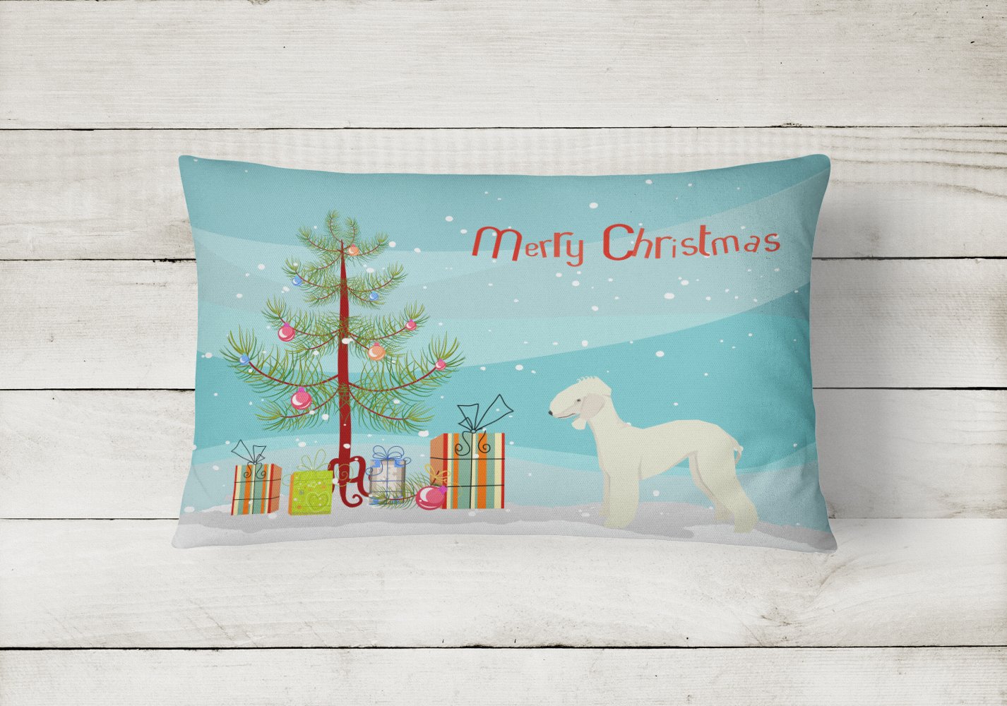 Bedlington Terrier Christmas Tree Canvas Fabric Decorative Pillow CK3520PW1216 by Caroline's Treasures