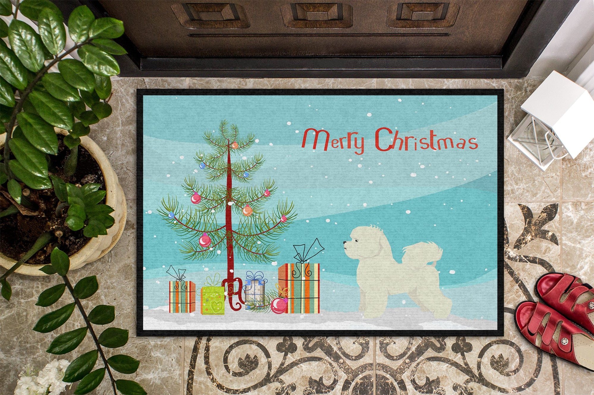 Bichon Frise Christmas Tree Indoor or Outdoor Mat 24x36 CK3521JMAT by Caroline's Treasures