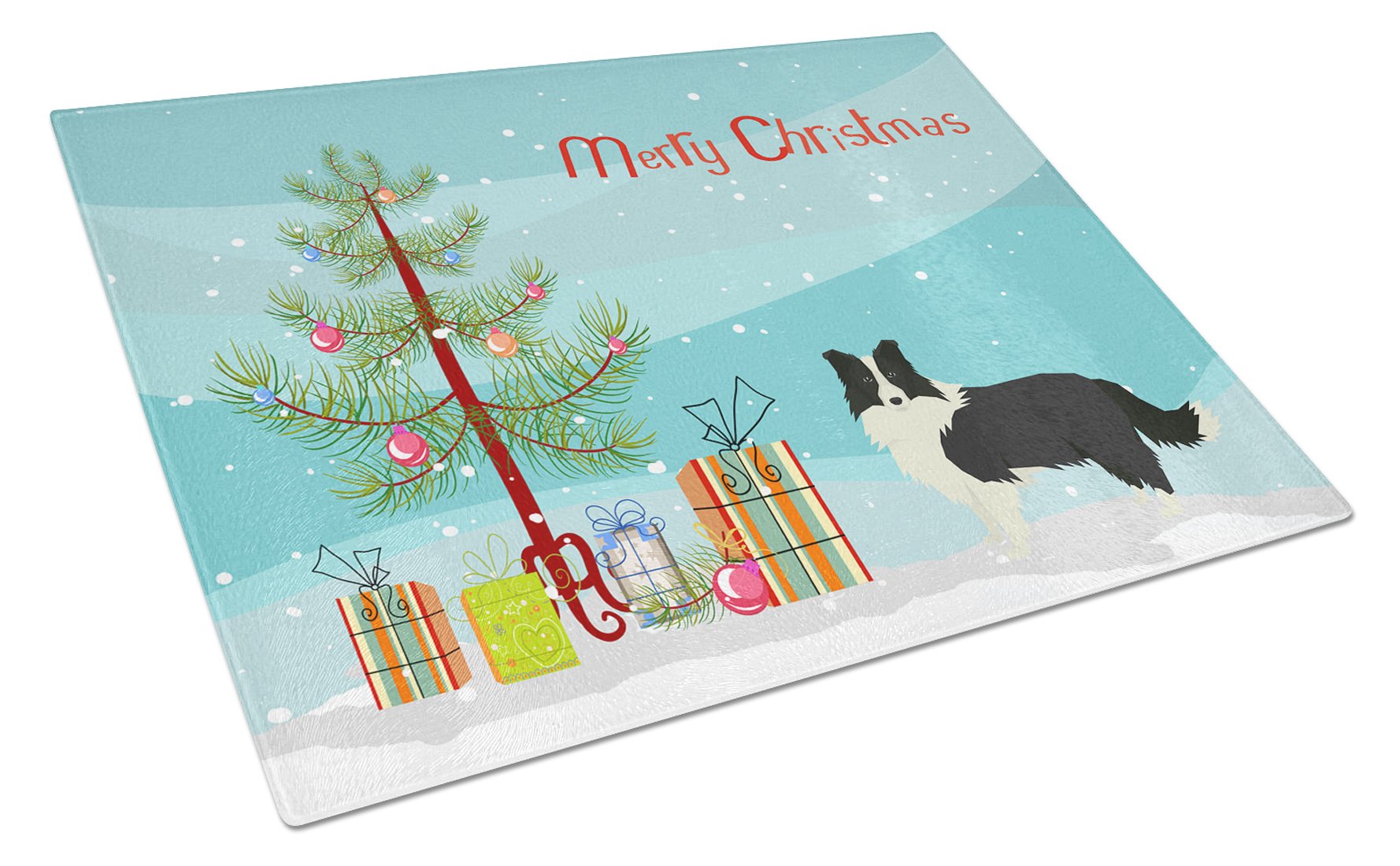 Border Collie Christmas Tree Glass Cutting Board Large CK3522LCB by Caroline's Treasures