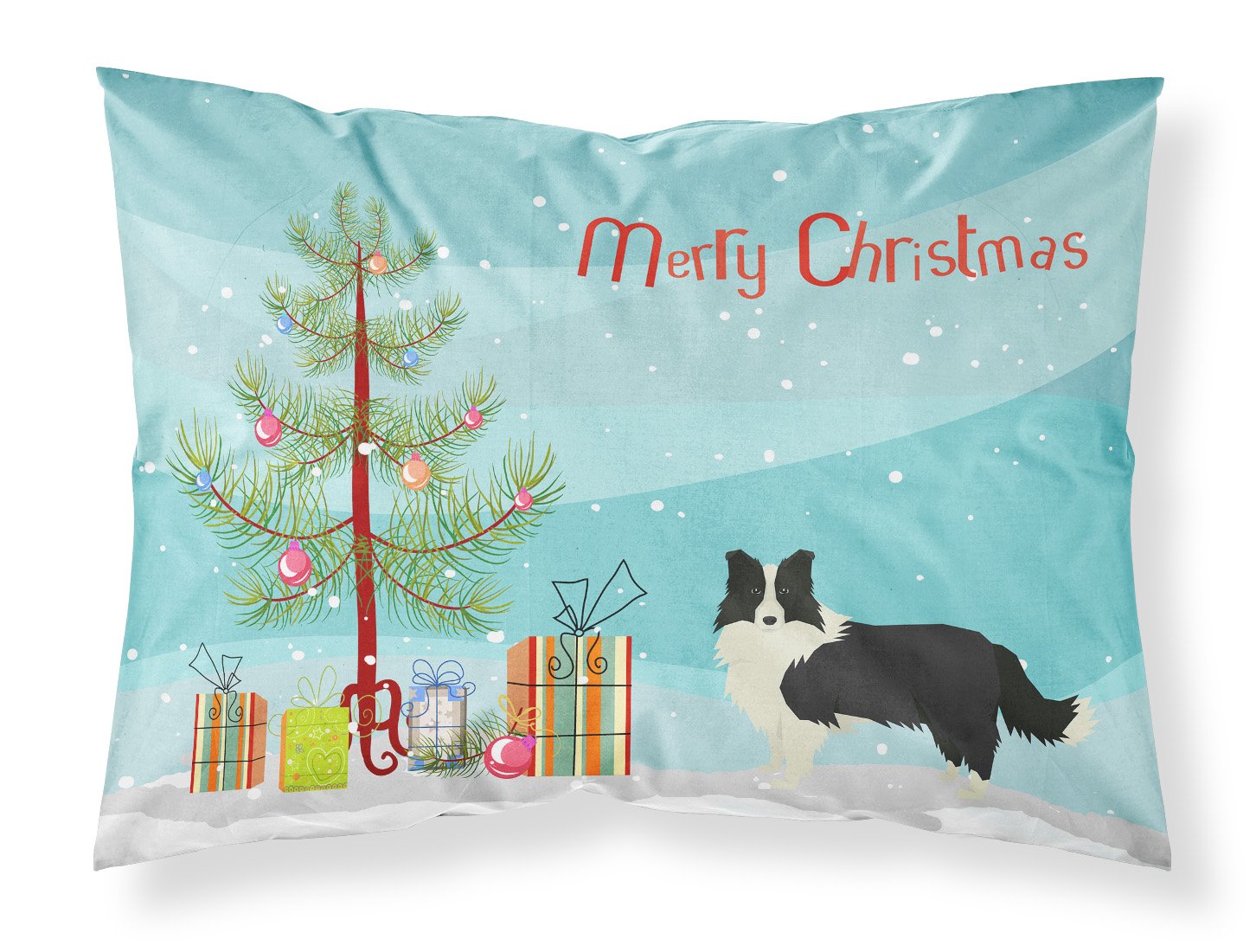 Border Collie Christmas Tree Fabric Standard Pillowcase CK3522PILLOWCASE by Caroline's Treasures