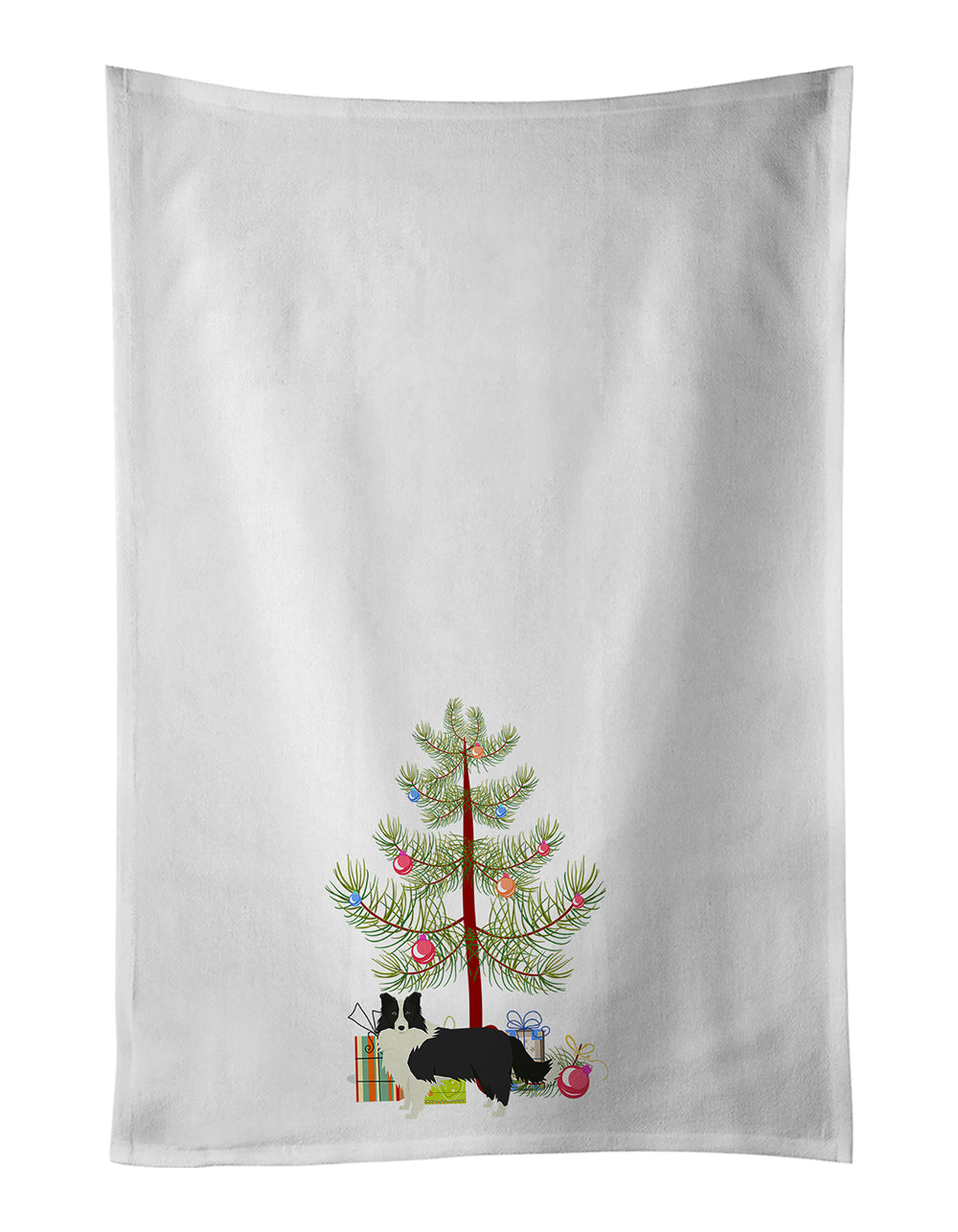 Buy this Border Collie Christmas Tree White Kitchen Towel Set of 2