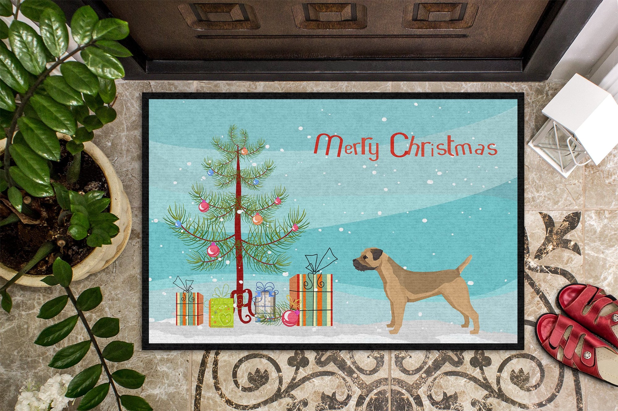 Border Terrier Christmas Tree Indoor or Outdoor Mat 24x36 CK3523JMAT by Caroline's Treasures