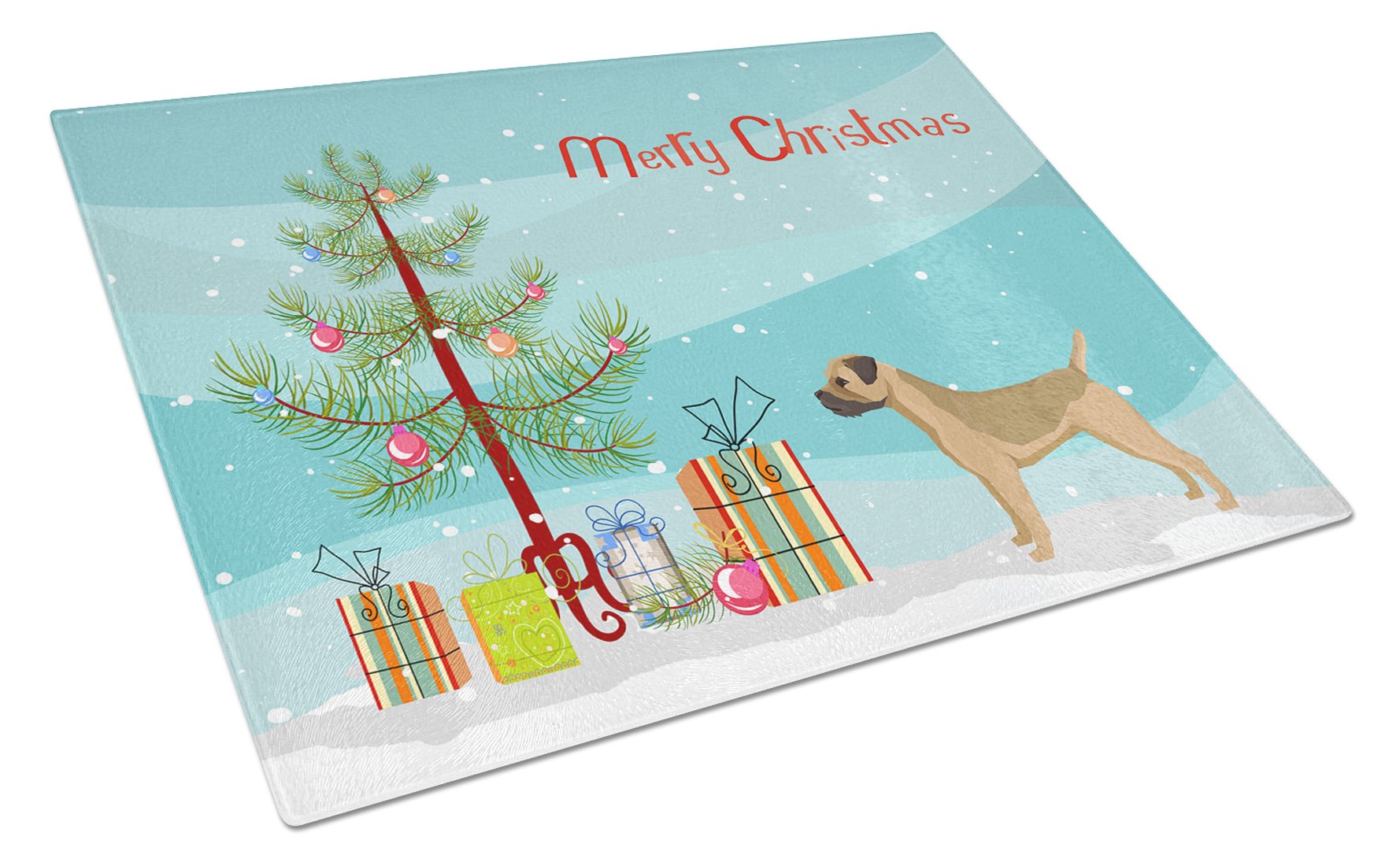 Border Terrier Christmas Tree Glass Cutting Board Large CK3523LCB by Caroline's Treasures
