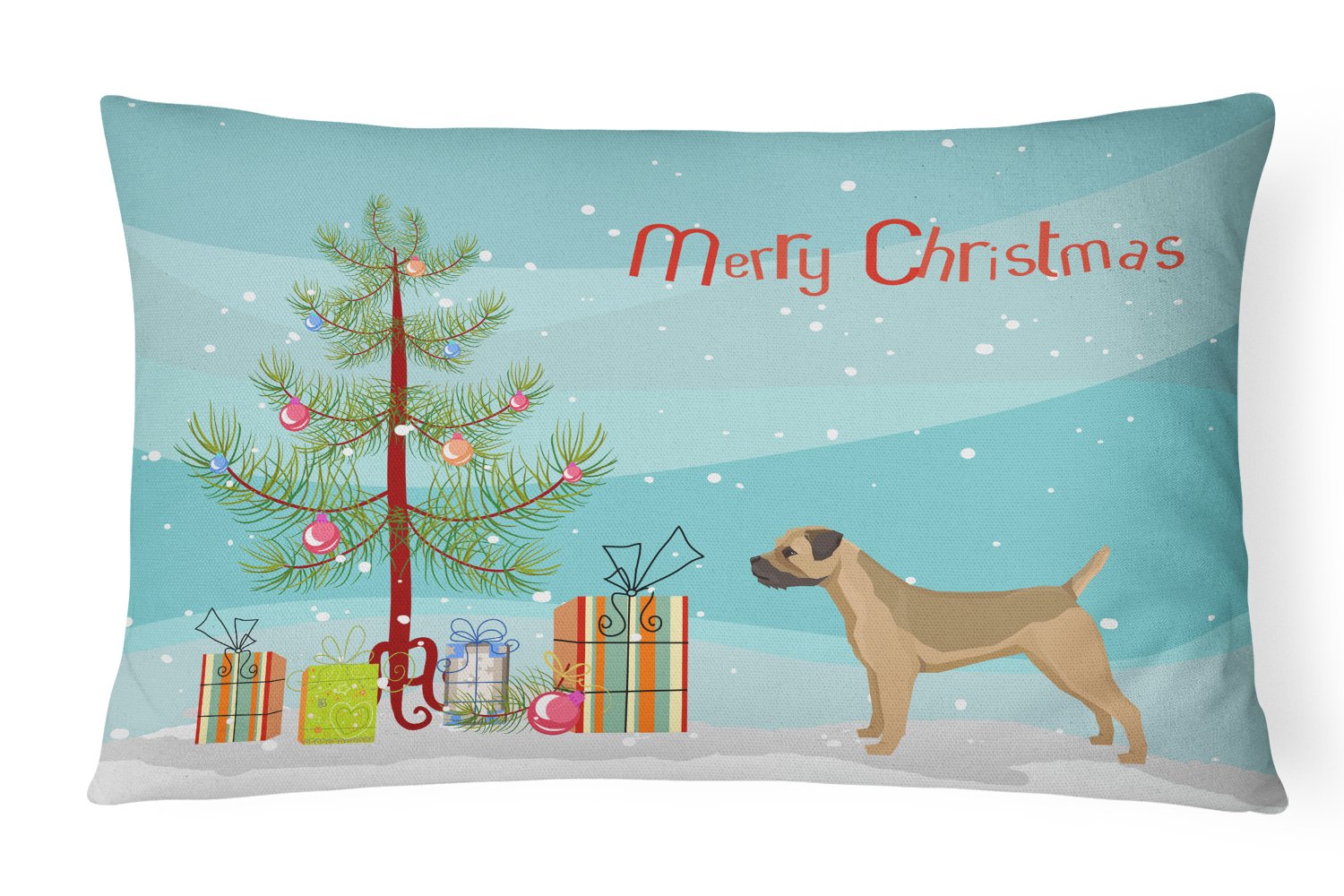 Border Terrier Christmas Tree Canvas Fabric Decorative Pillow CK3523PW1216 by Caroline's Treasures