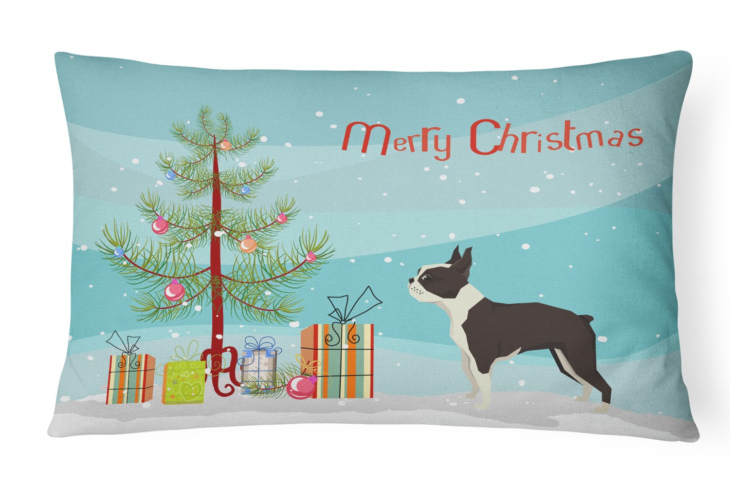 Boston Terrier Christmas Tree Canvas Fabric Decorative Pillow CK3525PW1216 by Caroline's Treasures