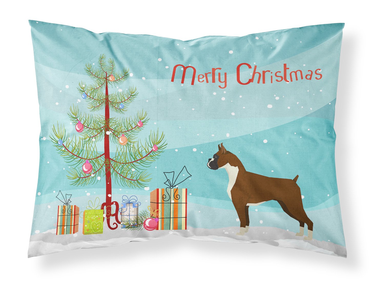 Boxer Christmas Tree Fabric Standard Pillowcase CK3526PILLOWCASE by Caroline's Treasures