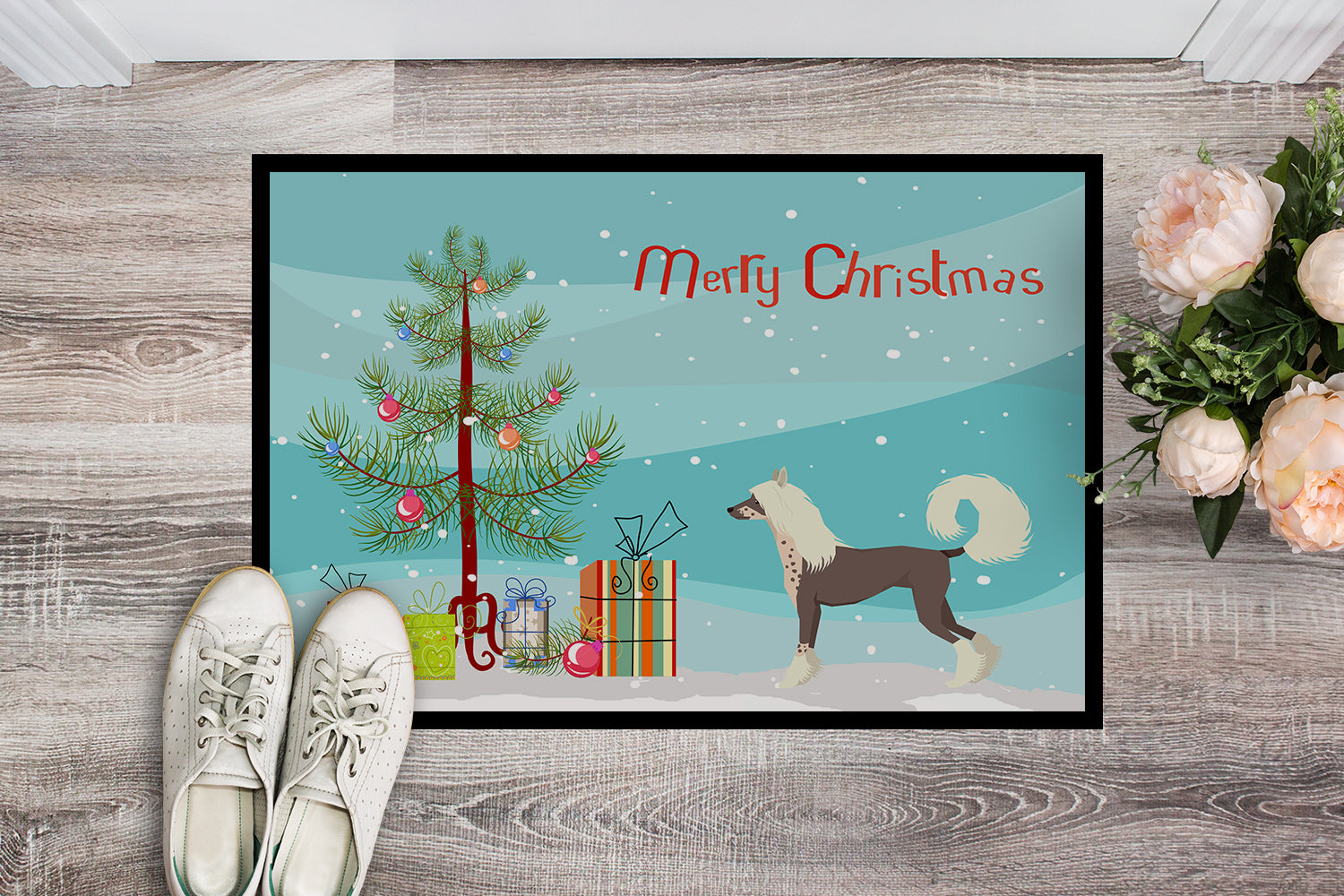 Chinese Crested Christmas Tree Indoor or Outdoor Mat 18x27 CK3531MAT - the-store.com