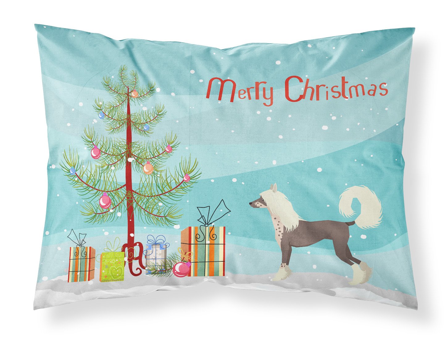 Chinese Crested Christmas Tree Fabric Standard Pillowcase CK3531PILLOWCASE by Caroline's Treasures