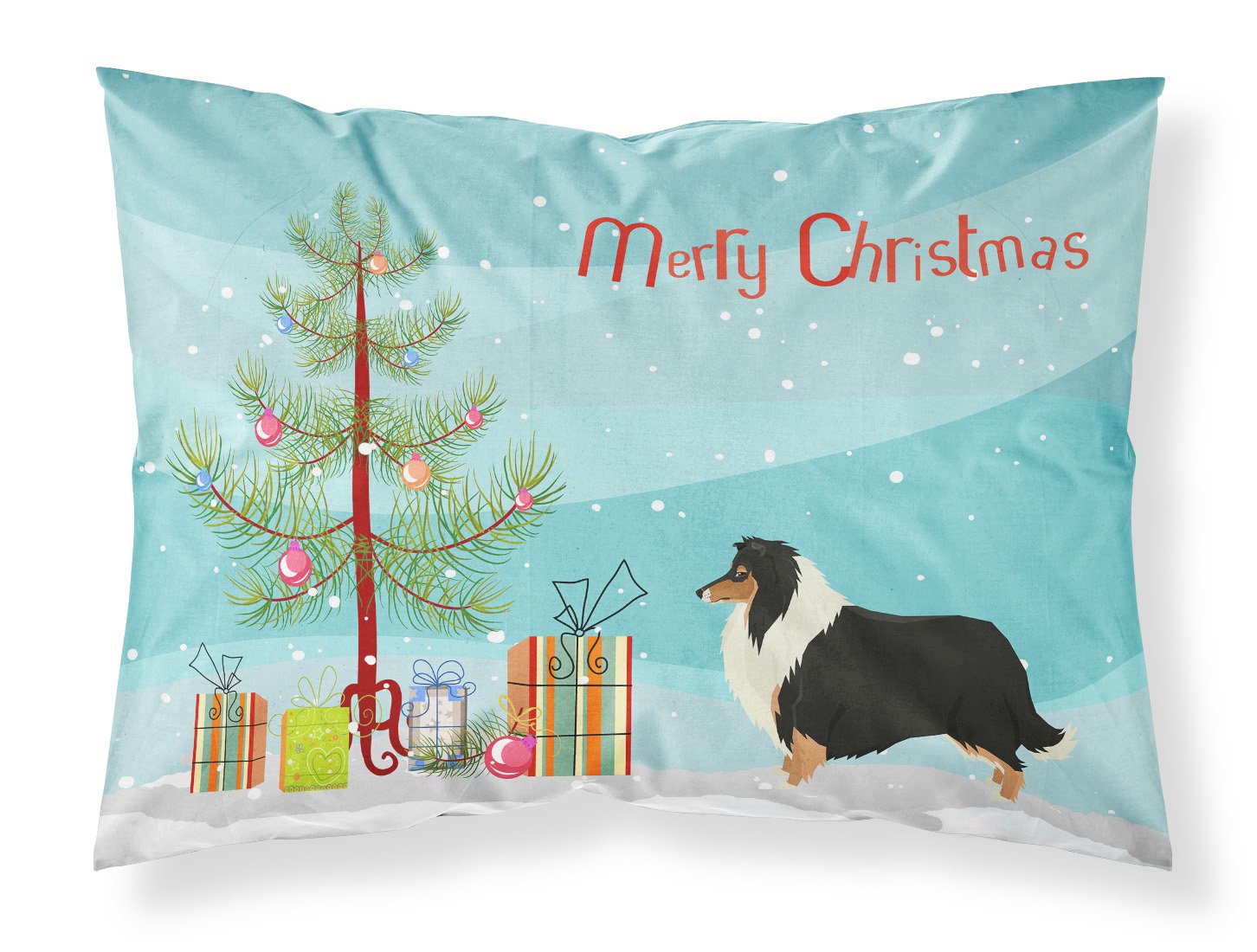Collie Christmas Tree Fabric Standard Pillowcase CK3532PILLOWCASE by Caroline's Treasures