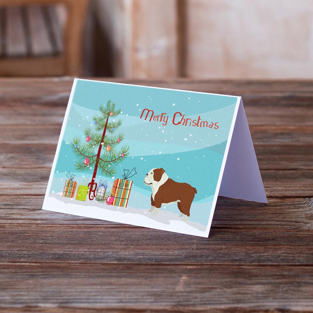 Buy this English Bulldog Christmas Tree Greeting Cards and Envelopes Pack of 8