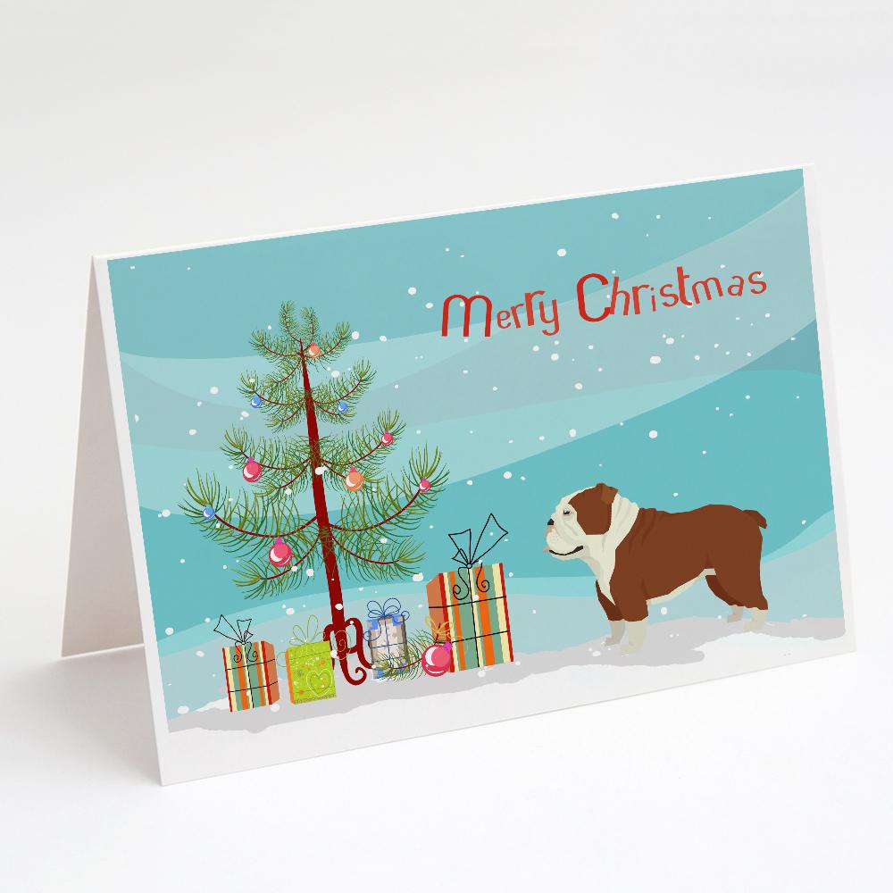 Buy this English Bulldog Christmas Tree Greeting Cards and Envelopes Pack of 8