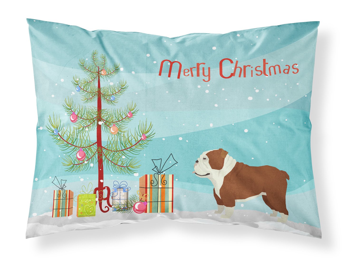 English Bulldog Christmas Tree Fabric Standard Pillowcase CK3536PILLOWCASE by Caroline's Treasures