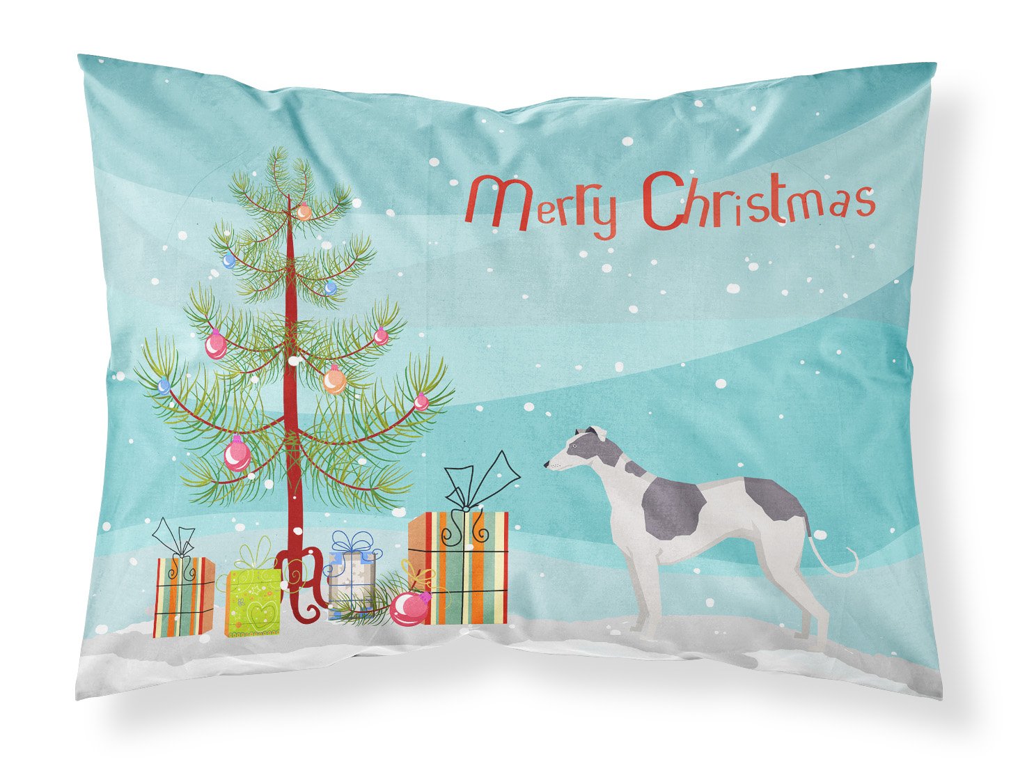 Greyhound Christmas Tree Fabric Standard Pillowcase CK3543PILLOWCASE by Caroline's Treasures