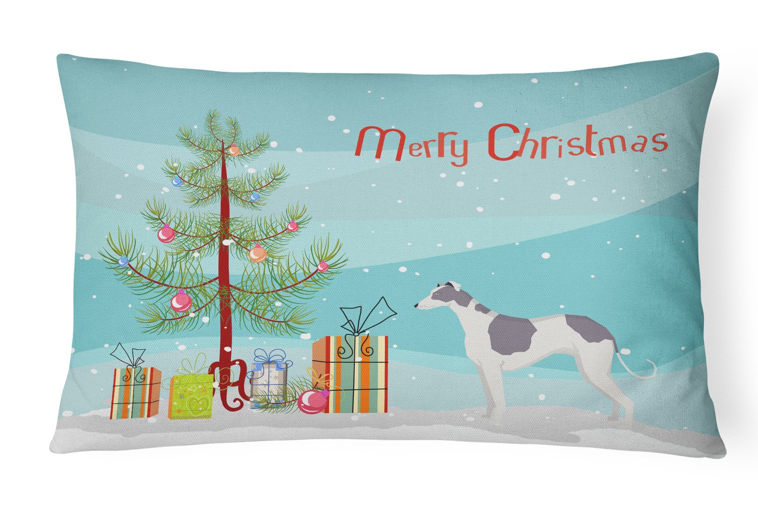 Greyhound Christmas Tree Canvas Fabric Decorative Pillow CK3543PW1216 by Caroline's Treasures
