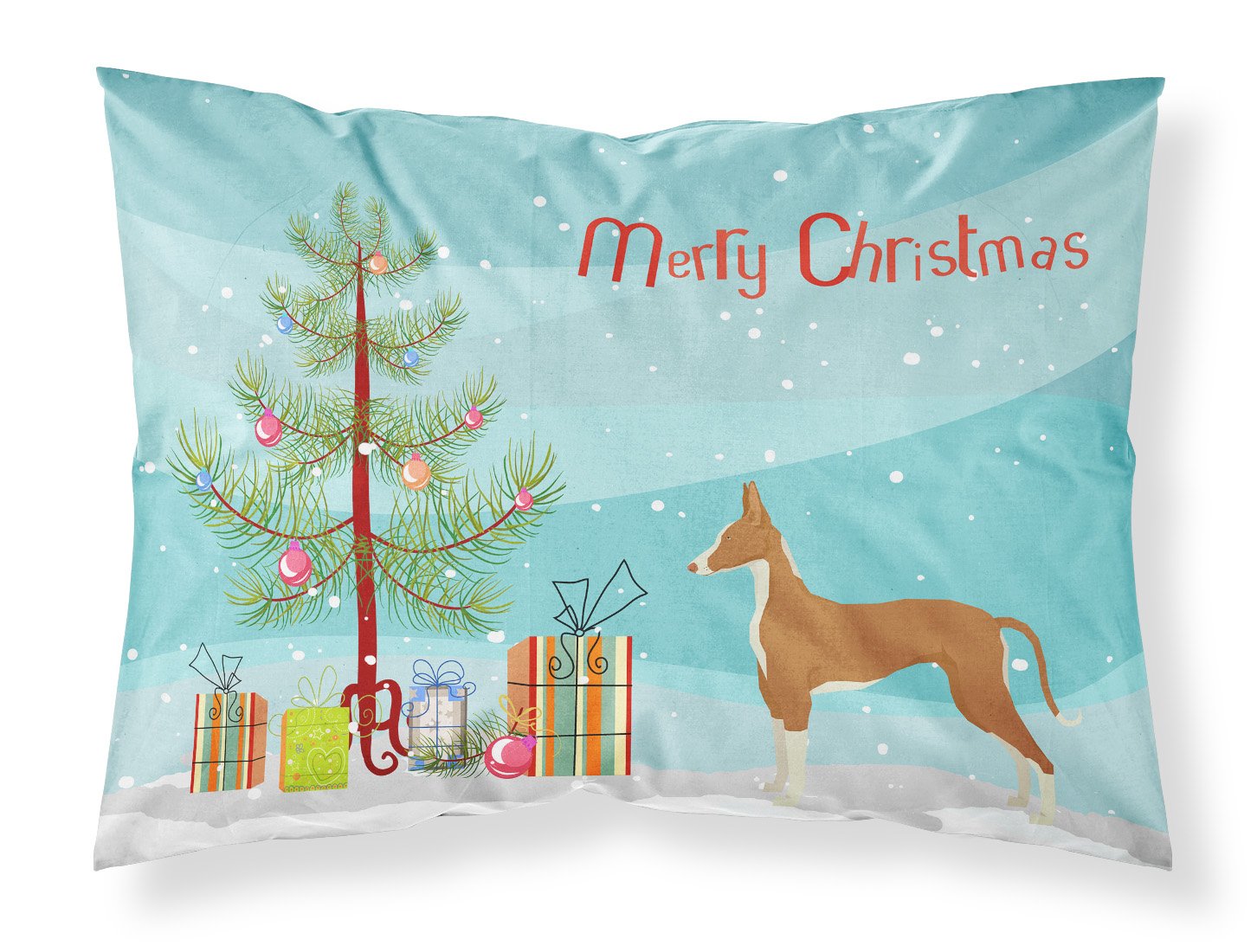Ibizan Hound Christmas Tree Fabric Standard Pillowcase CK3545PILLOWCASE by Caroline's Treasures