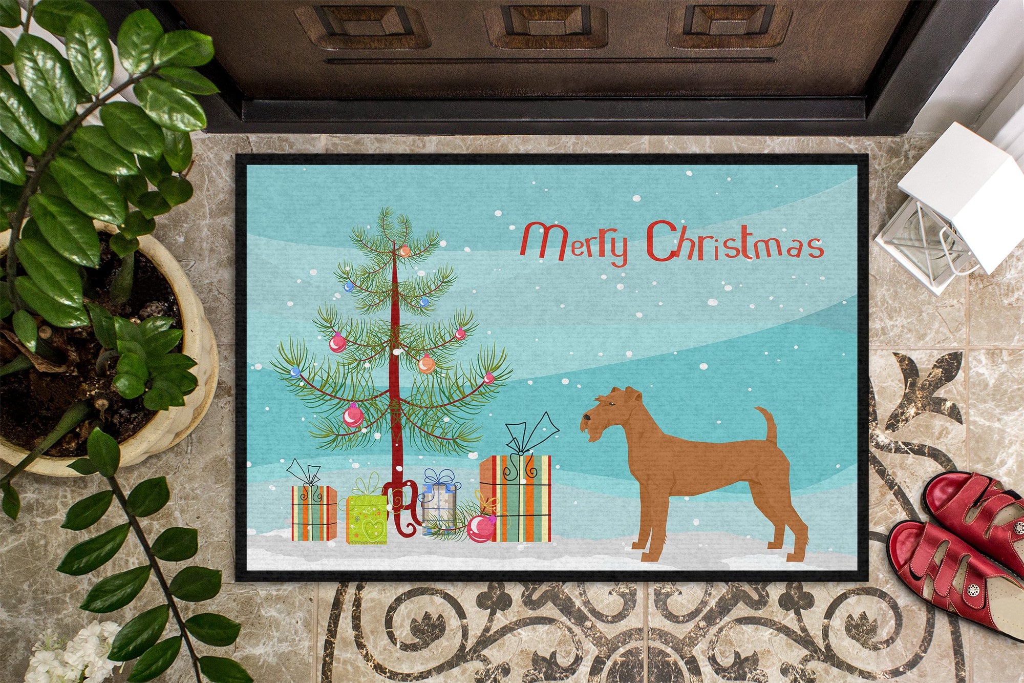 Irish Terrier Christmas Tree Indoor or Outdoor Mat 24x36 CK3546JMAT by Caroline's Treasures