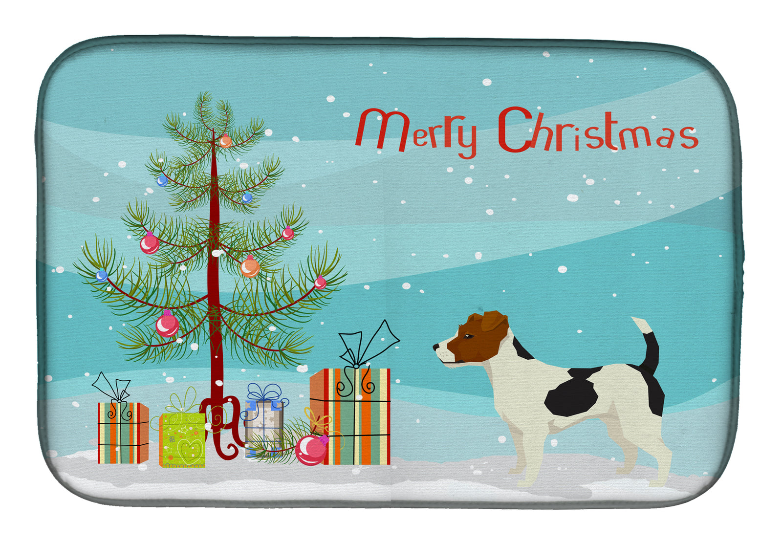 Jack Russell Terrier Christmas Tree Dish Drying Mat CK3547DDM