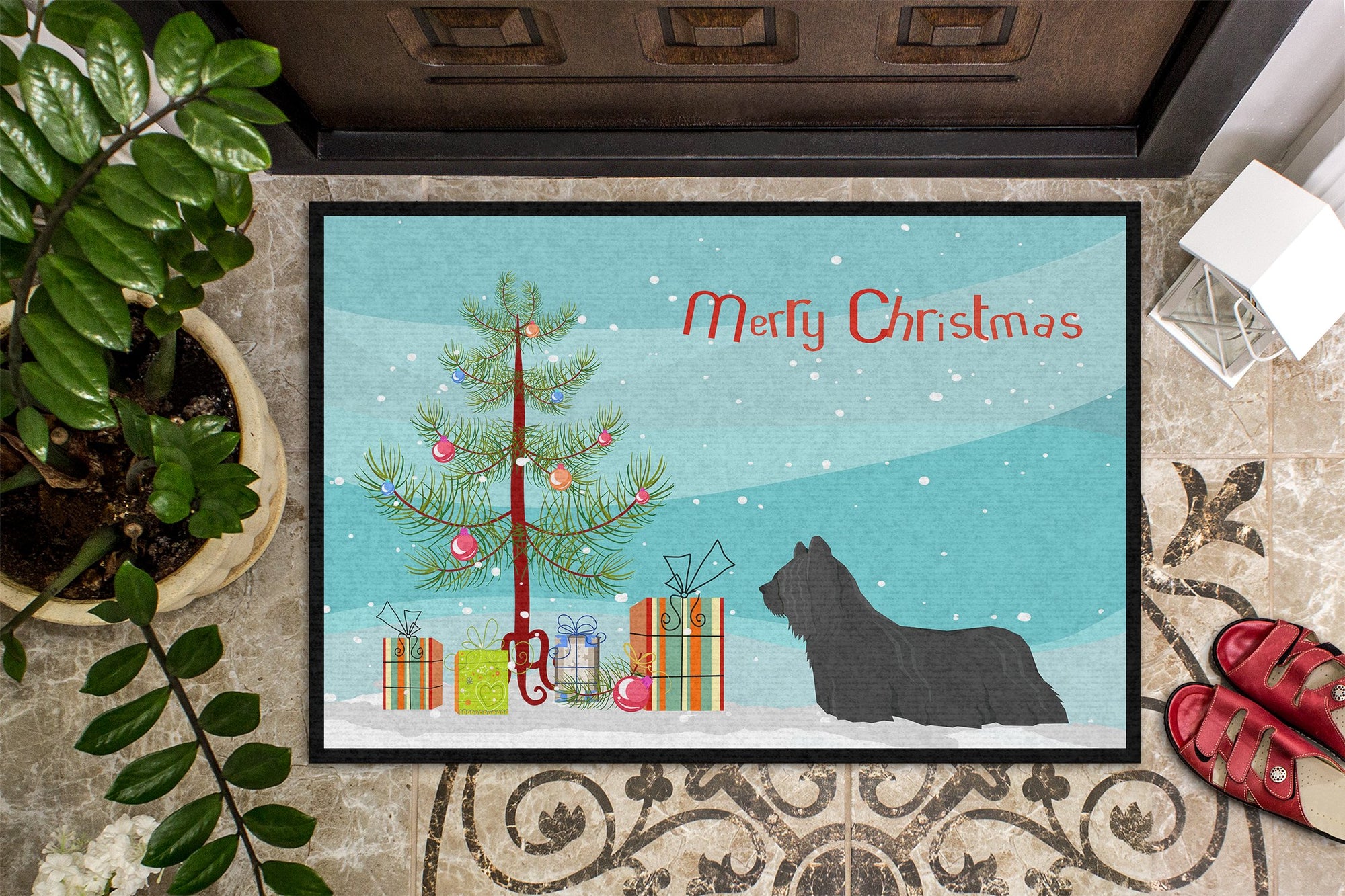 Skye Terrier Christmas Tree Indoor or Outdoor Mat 24x36 CK3564JMAT by Caroline's Treasures