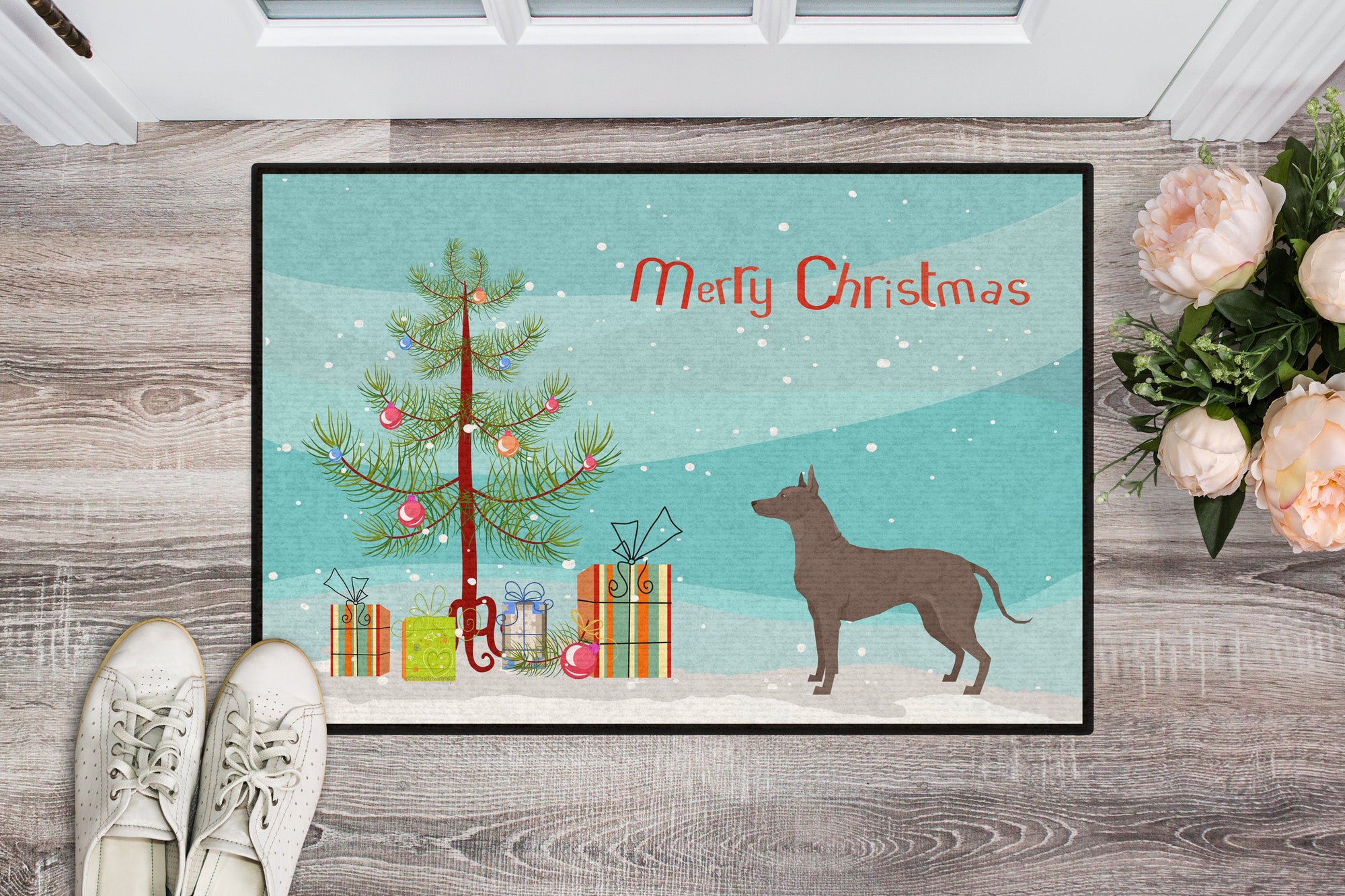 Mexican Hairless Dog Xolo Christmas Tree Indoor or Outdoor Mat 24x36 CK3570JMAT by Caroline's Treasures