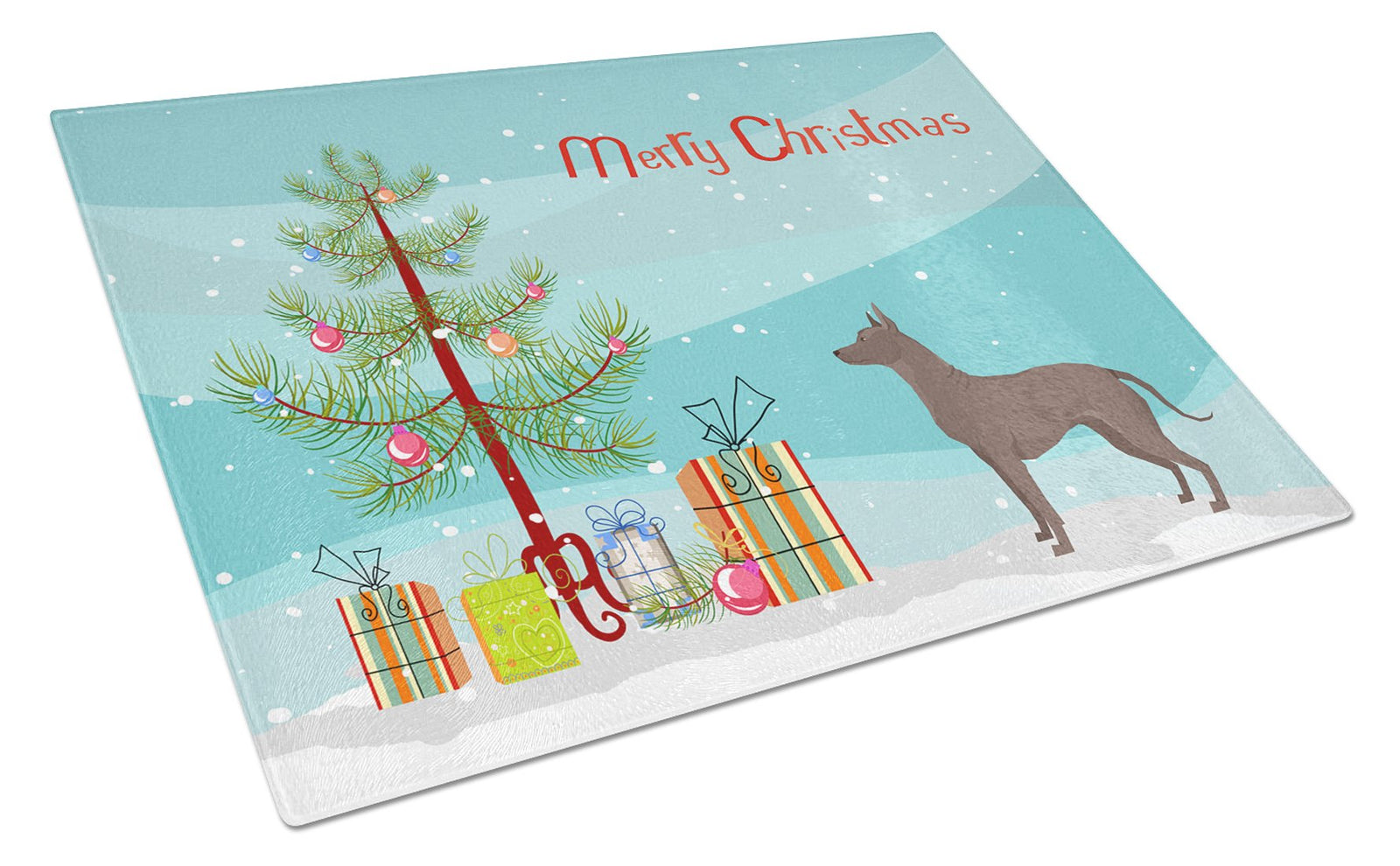 Mexican Hairless Dog Xolo Christmas Tree Glass Cutting Board Large CK3570LCB by Caroline's Treasures