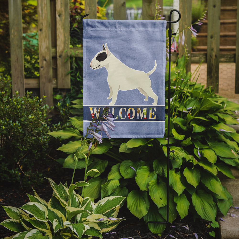 Black and White Bull Terrier Welcome Flag Garden Size CK3586GF