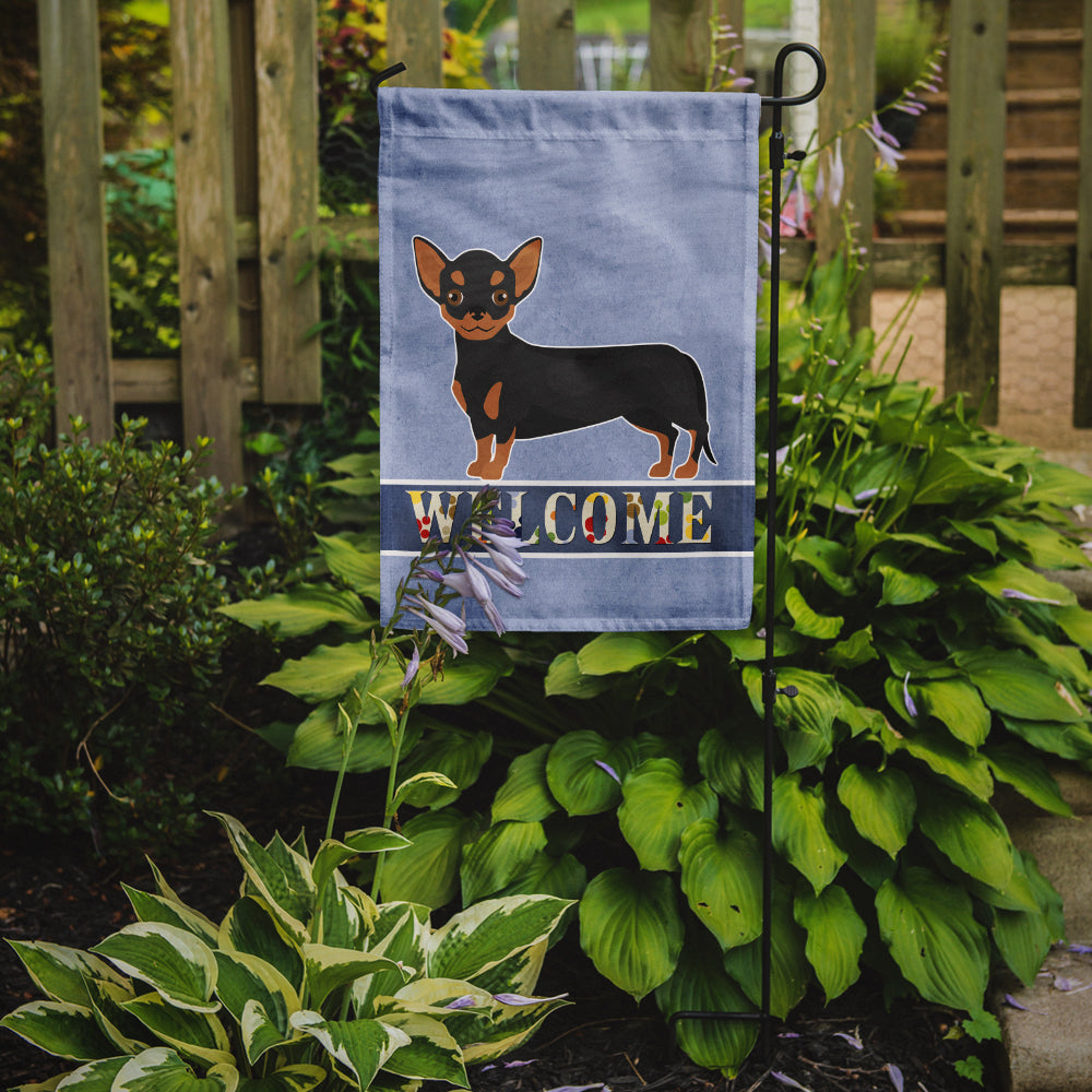 Black and Tan Chiweenie Welcome Flag Garden Size CK3722GF