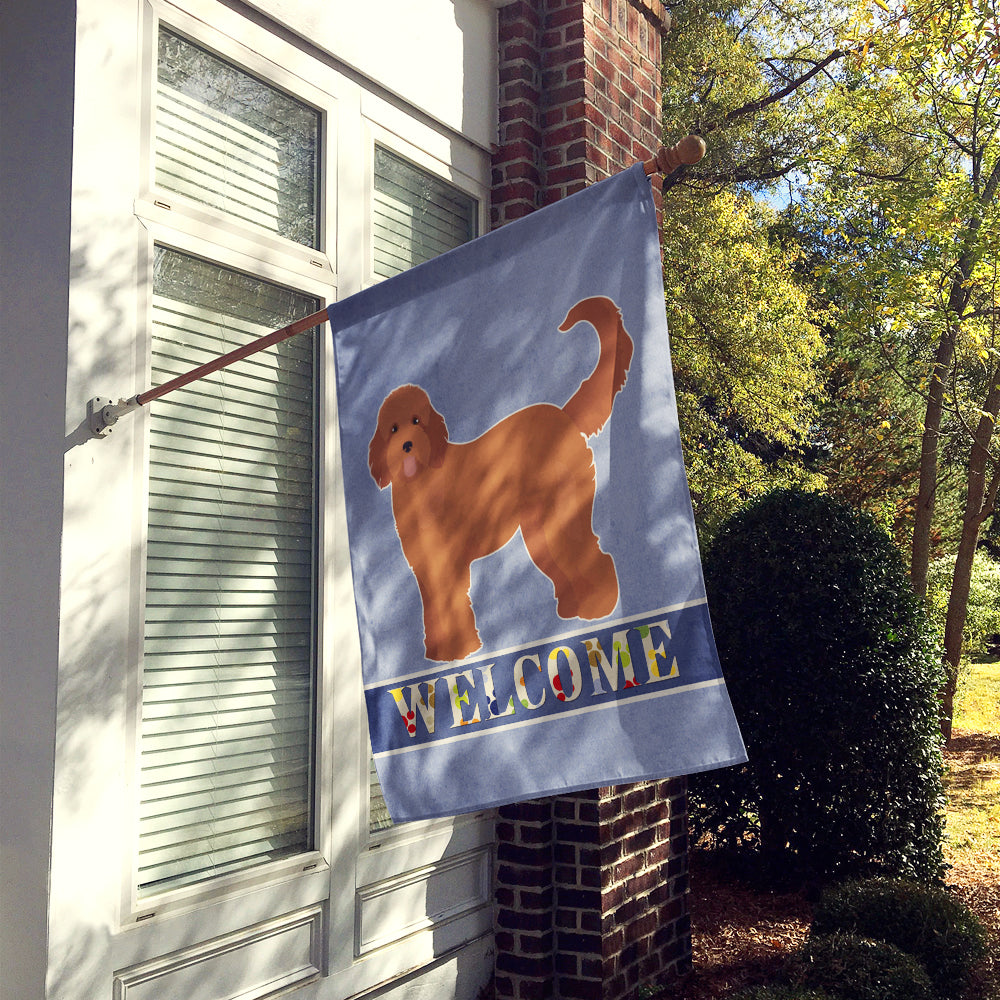 Tan Goldendoodle Welcome Flag Canvas House Size CK3745CHF