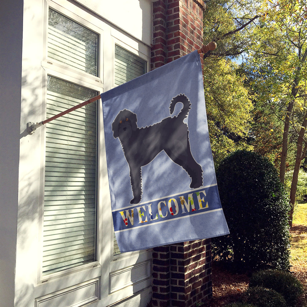 Black Labradoodle Welcome Flag Canvas House Size CK3753CHF