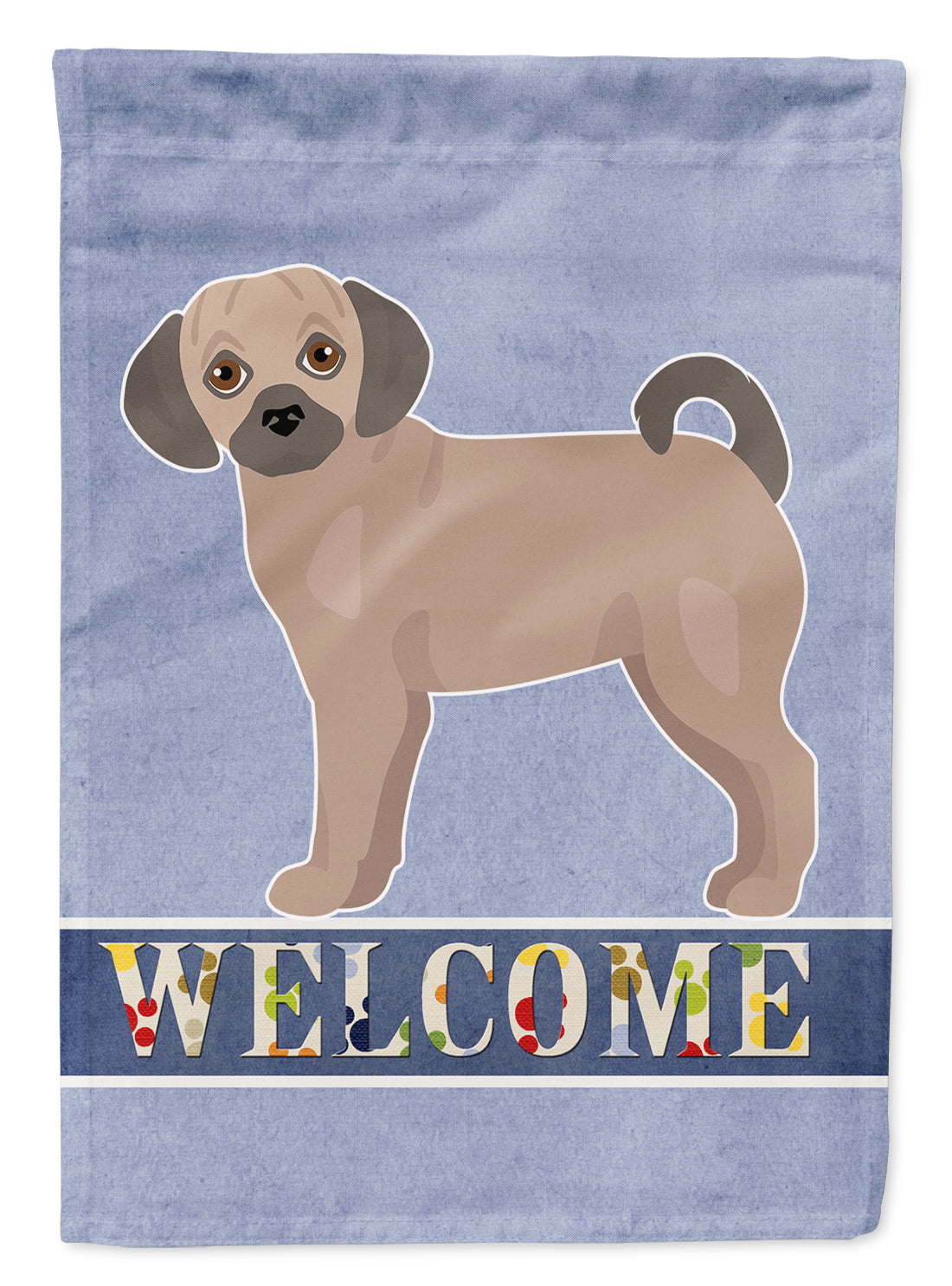 Fawn Puggle Welcome Flag Canvas House Size CK3770CHF