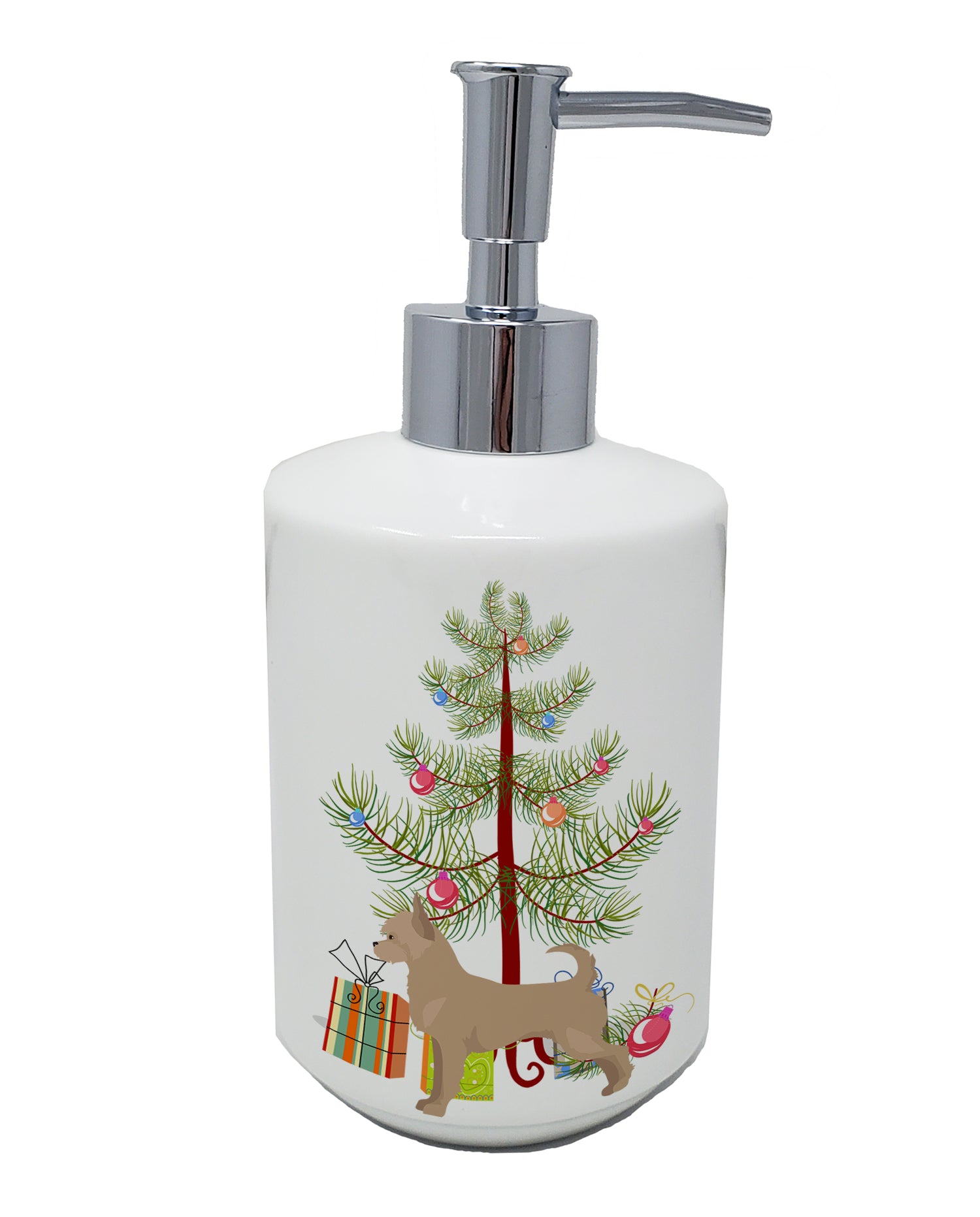Buy this Tan Chorkie Christmas Tree Ceramic Soap Dispenser