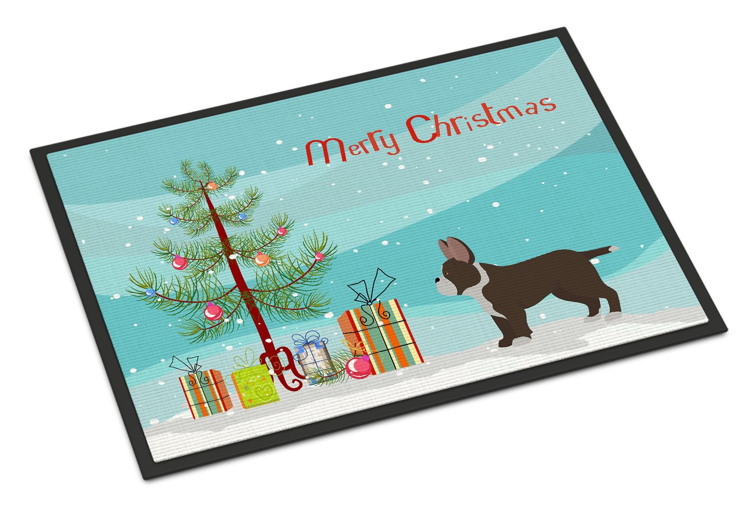 Black French Bulldog Pit Bull Mix Christmas Tree Indoor or Outdoor Mat 24x36 CK3829JMAT by Caroline's Treasures