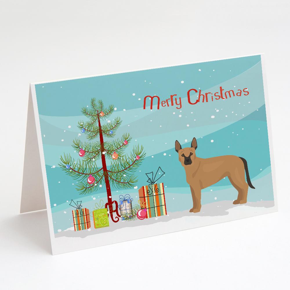 Buy this Tan German Shepherd Mastiff Mix Christmas Tree Greeting Cards and Envelopes Pack of 8