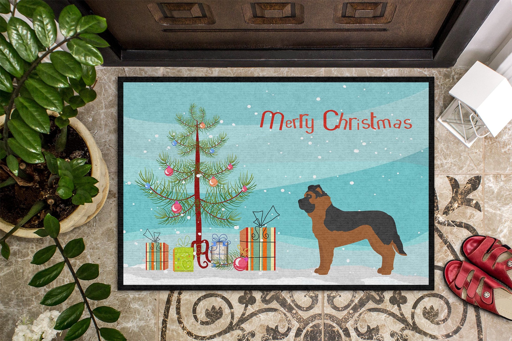 Black German Shepherd Mastiff Mix Christmas Tree Indoor or Outdoor Mat 24x36 CK3833JMAT by Caroline's Treasures