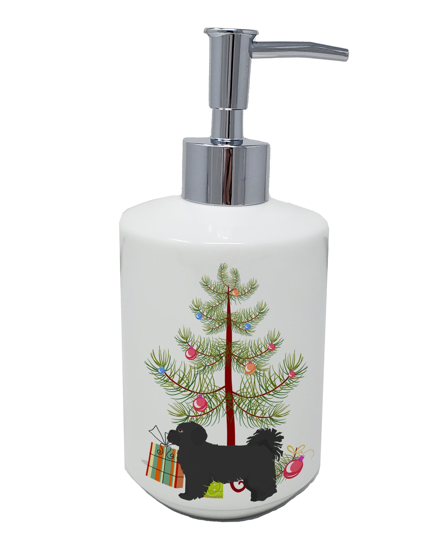 Buy this Black Pekeapoo Christmas Tree Ceramic Soap Dispenser