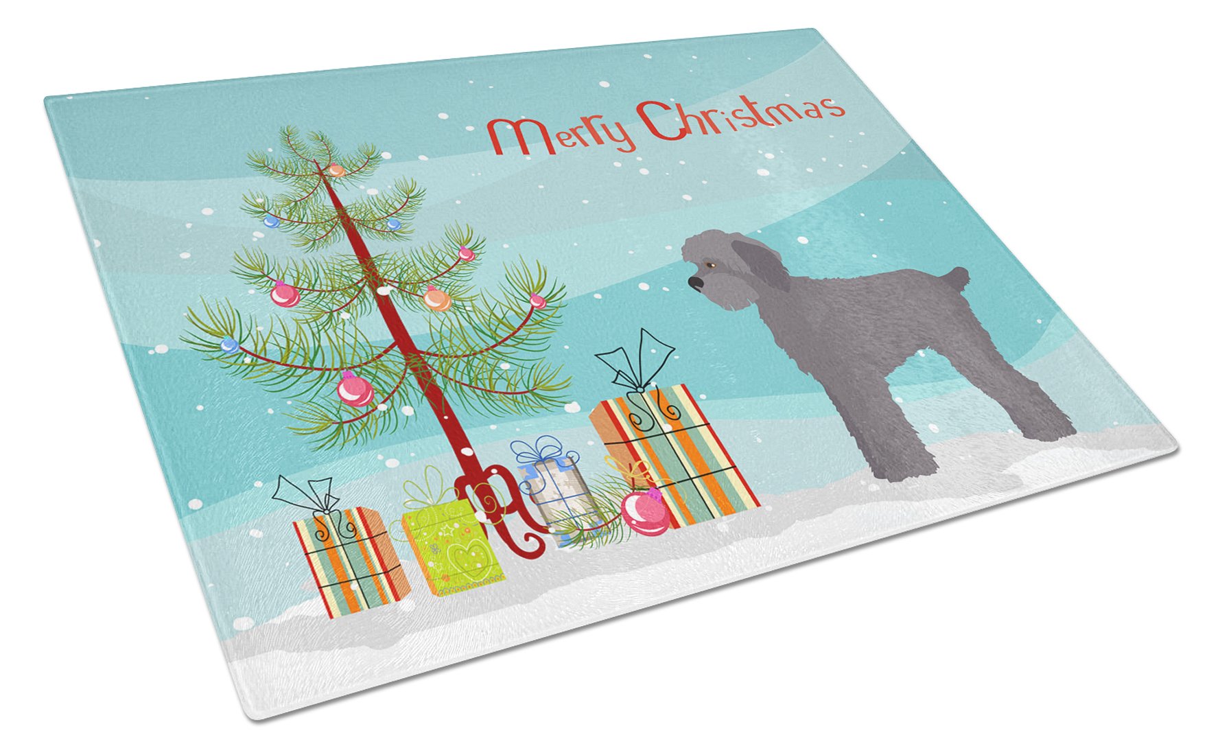 Grey Schnoodle Christmas Tree Glass Cutting Board Large CK3865LCB by Caroline's Treasures