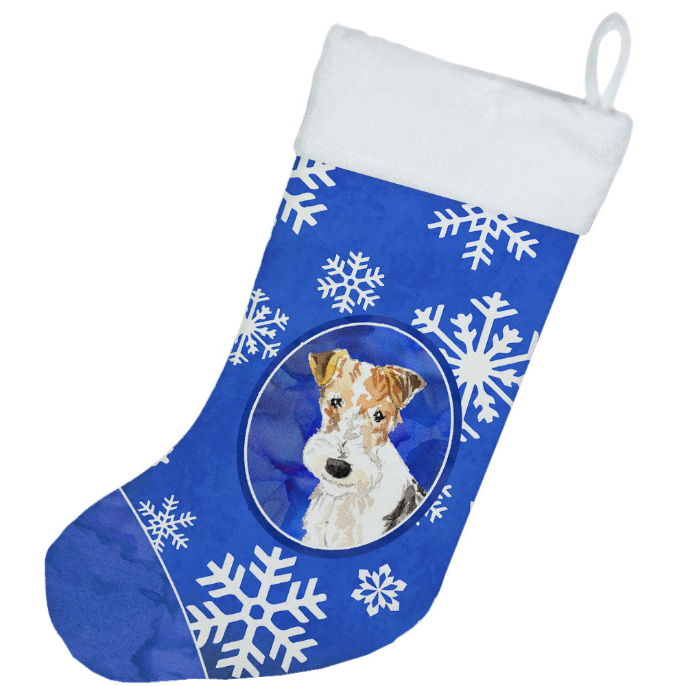 Fox Terrier Winter Snowflakes Christmas Stocking CK3893CS