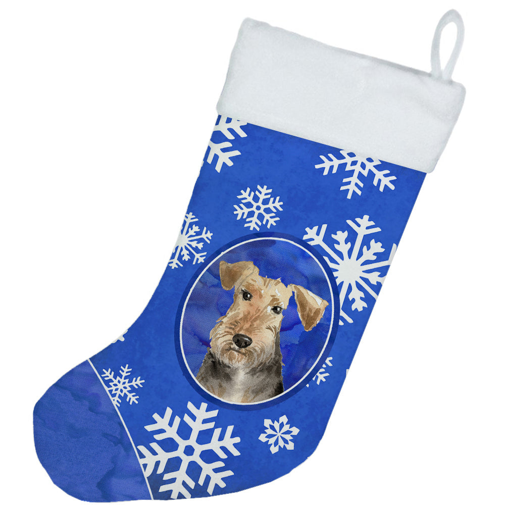 Airedale Terrier Winter Snowflakes Christmas Stocking CK3896CS