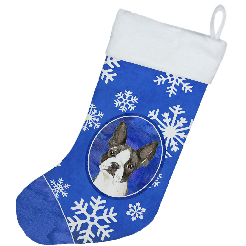 Boston Terrier Winter Snowflakes Christmas Stocking CK3924CS