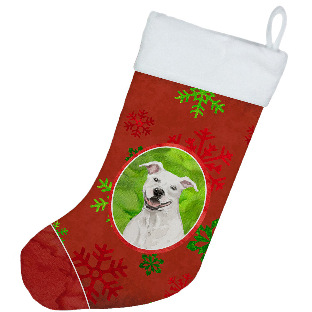 Christmas Snowflakes White Staffordshire Bull Terrier Christmas Stocking CK3968CS