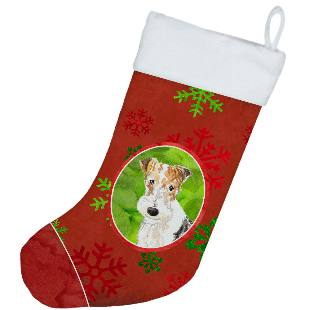 Christmas Snowflakes Fox Terrier Christmas Stocking CK4001CS