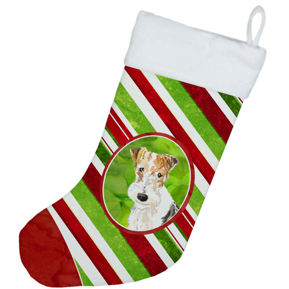 Fox Terrier Christmas Candy Stripe Christmas Stocking CK4073CS