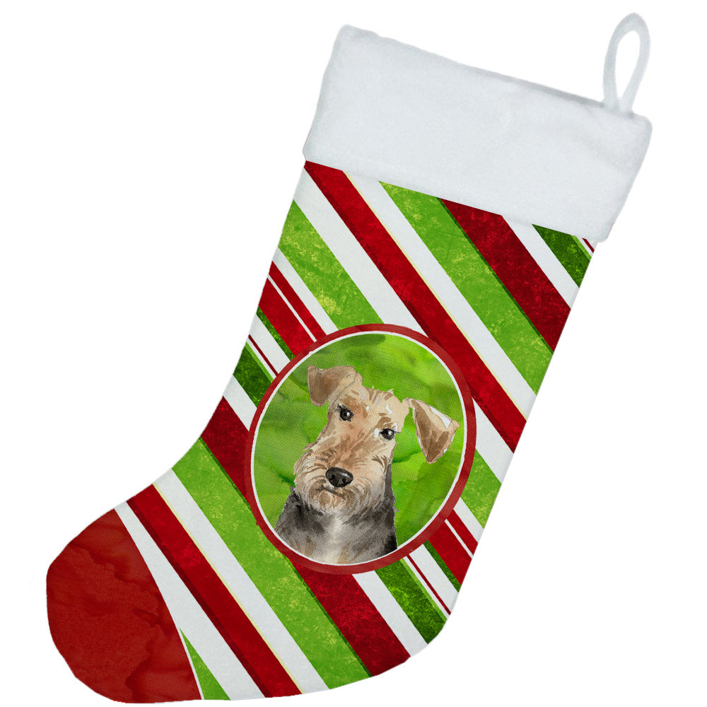 Airedale Terrier Christmas Candy Stripe Christmas Stocking CK4076CS